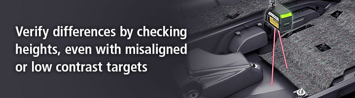 Verify differences by checking heights, even with misaligned or low contrast targets