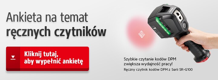 Ankieta na temat ręcznych czytników [Kliknij tutaj, aby wypełnić ankietę] Szybkie czytanie kodów DPM zwiększa wydajność pracy! / Ręczny czytnik kodów DPM z serii SR-G100