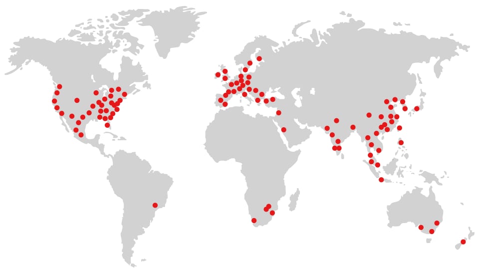 KEYENCE GLOBAL NETWORK:250 offices in 46 countries