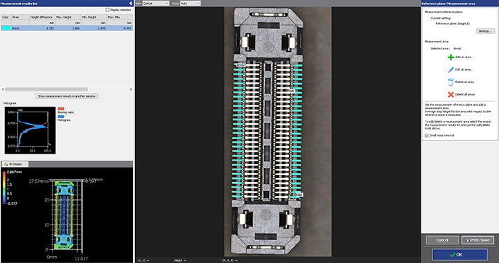 Coplanarity measurement of multiple leads using the VR Series