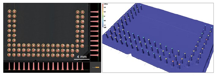 Coplanarity measurement of PGA pins using the VR Series