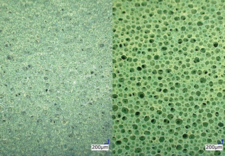 Low-magnification observation Left: without adjustable illumination/right: adjustable illumination (30x)