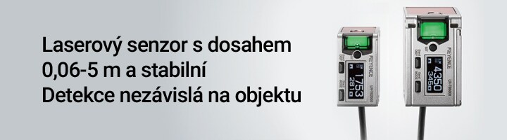 Laserový senzor s dosahem 0,06-5 m a stabilní / Detekce nezávislá na objektu