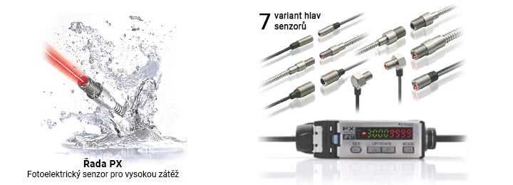 Řada PX Fotoelektrický senzor pro vysokou zátěž [7 variant hlav senzorů]