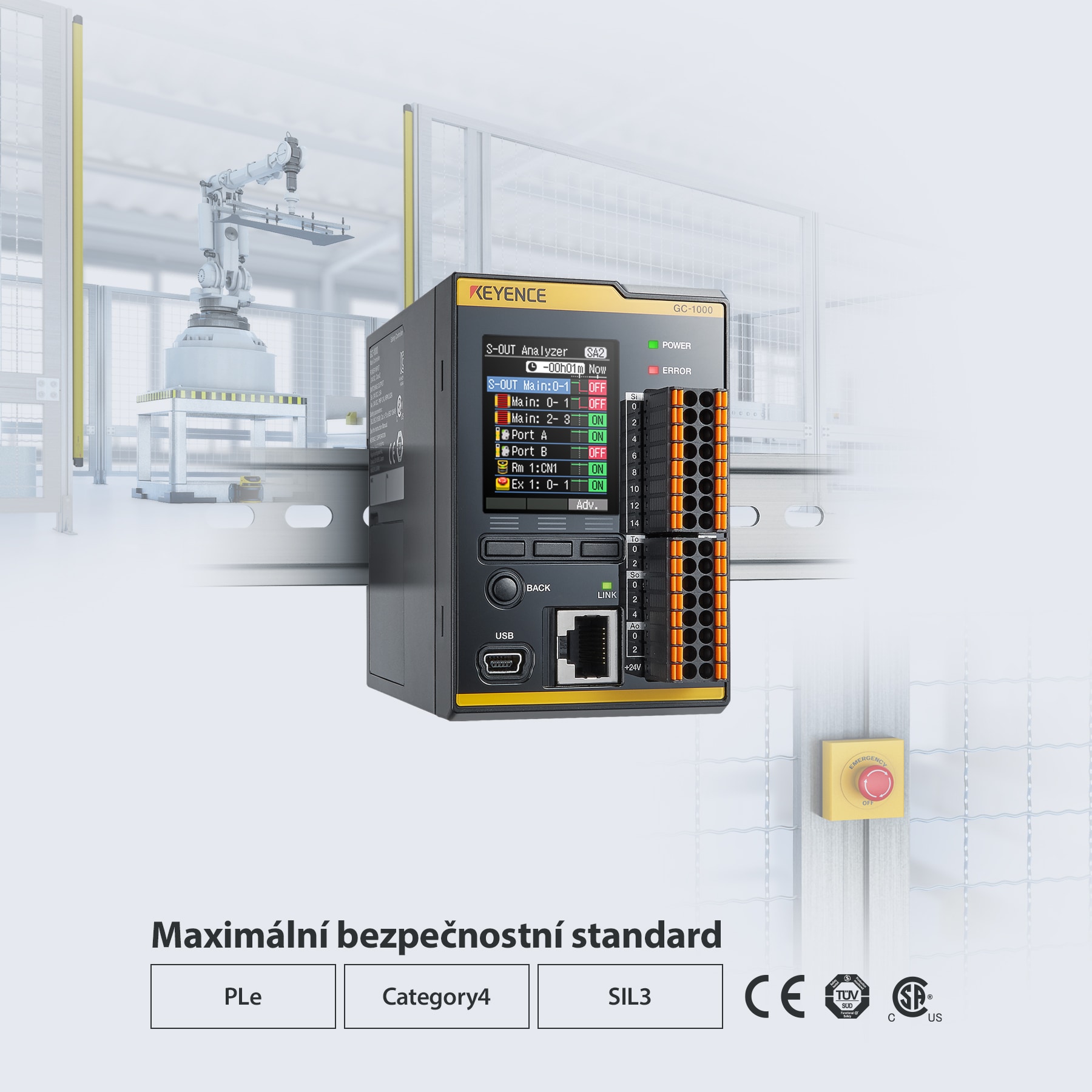 Maximální bezpečnostní standard PLe / Category4 / SIL3