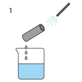 Omyjte díl (produkt) například metodou tlakového oplachování, abyste odstranili cizorodé částice.
