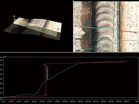 Měření 3D tvaru a profilu svarové housenky