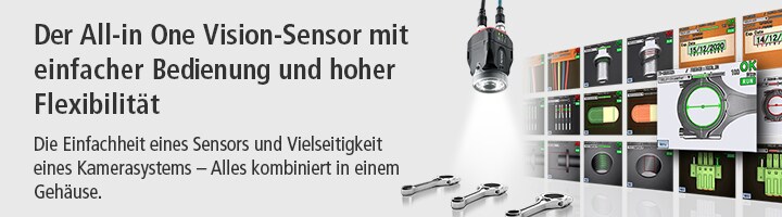 [Der All-in One Vision-Sensor mit einfacher Bedienung und hoher Flexibilität] Die Einfachheit eines Sensors und Vielseitigkeit eines Kamerasystems – Alles kombiniert in einem Gehäuse.