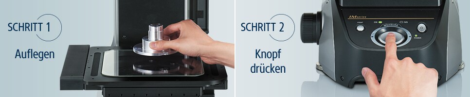 [SCHRITT1]Auflegen [SCHRITT2]Knopf drücken