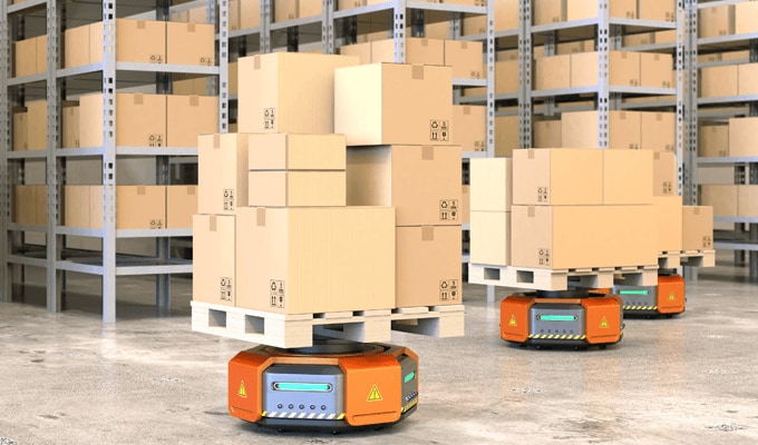 Bild eines automatisierten Transportroboters mit KI