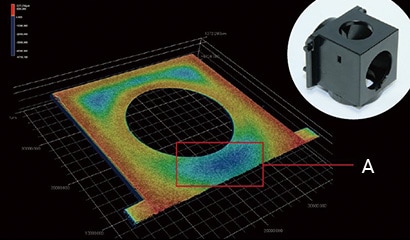 3D-Messung der Einfallstelle eines aus Kunststoff geformten Messobjekts