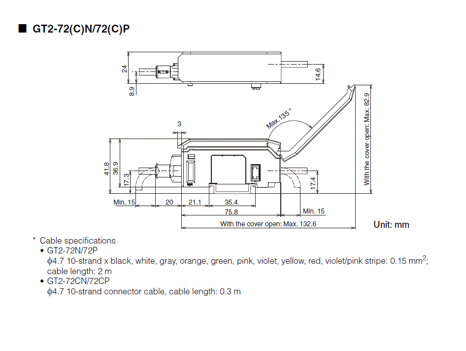 GT2-72N/71P/71CN/71CP Dimension