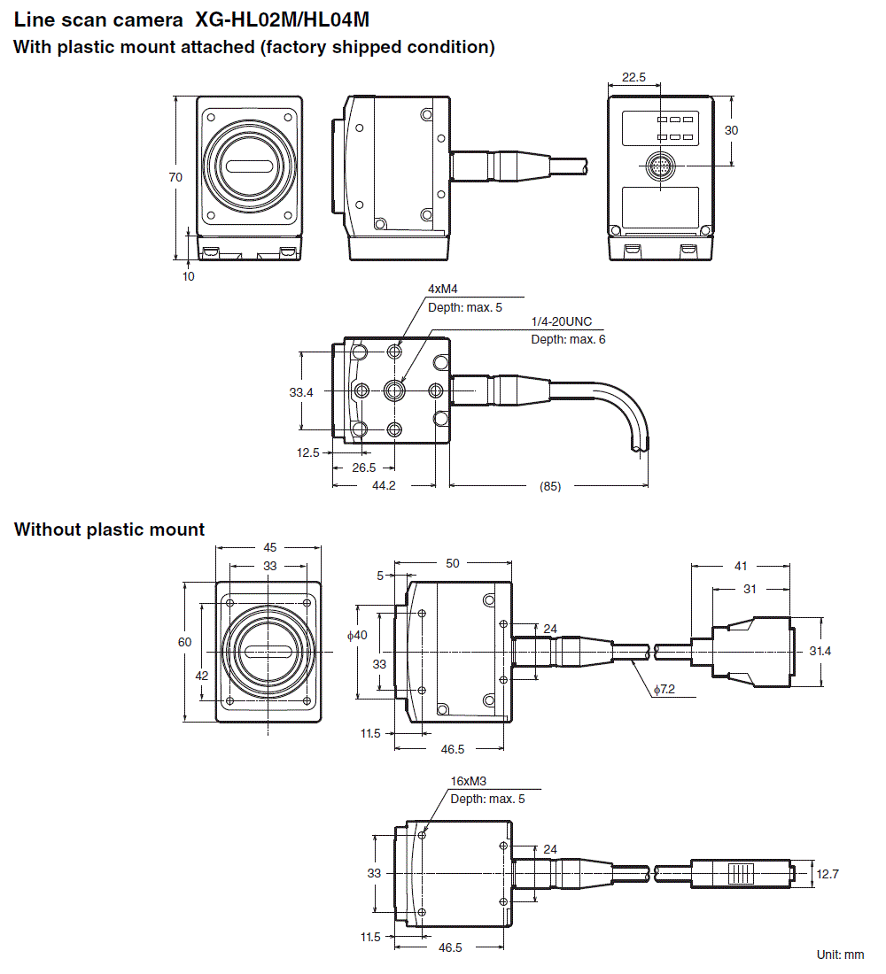 XG-HL02M/HL04L Dimension
