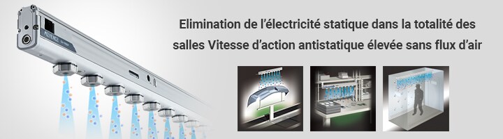 Elimination de l’électricité statique dans la totalité des salles Vitesse d’action antistatique élevée sans flux d’air