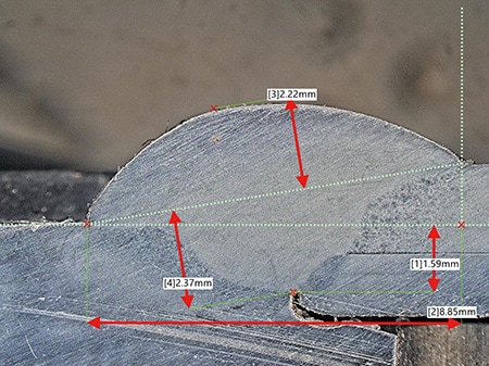 Observation d’une coupe de soudure à l’arc