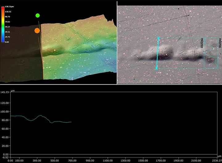 Mesures de la forme 3D et du profil d’une surface de placage rugueuse