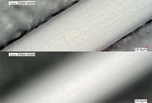 Observation et mesure de fibres creuses au microscope numérique