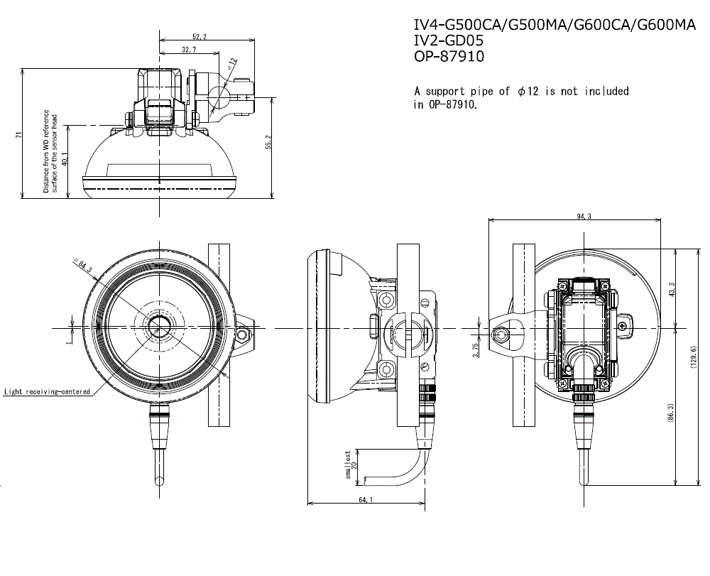 IV4-G500CA/G500MA/G600CA/G600MA/IV2-GD05/OP87910 Dimension