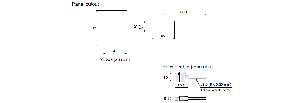 AP-V85/V87/PANELCUTOUT Dimension