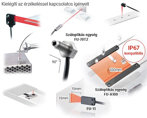 Kielégíti az érzékeléssel kapcsolatos igényeit [Száloptikás egység FU-70TZ] [Száloptikás egység FU-A100] [FU-11] IP67-kompatibilis