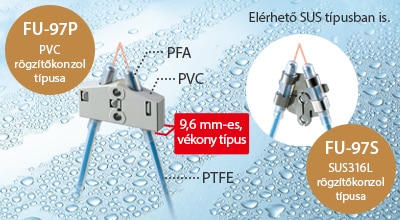 Elérhető SUS típusban is. /[FU-97P] PVC rögzítőkonzolos típus/9,6 mm-es, vékony típus/[FU-97S] SUS316L rögzítőkonzolos típus