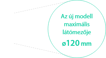 Hagyományos modell: ø65 mm / Max. látómező az új modellnél: ø120 mm