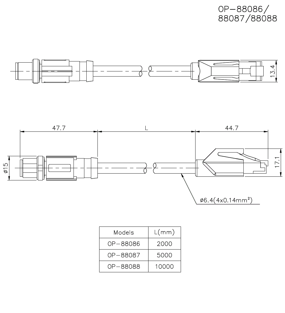 OP-88086/88087/88088 Dimension