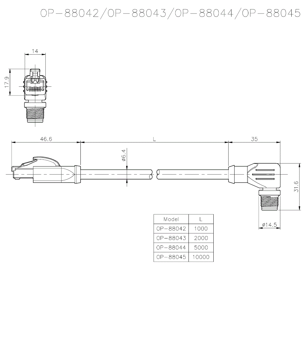 OP-88042/88043/88044/88045 Dimension