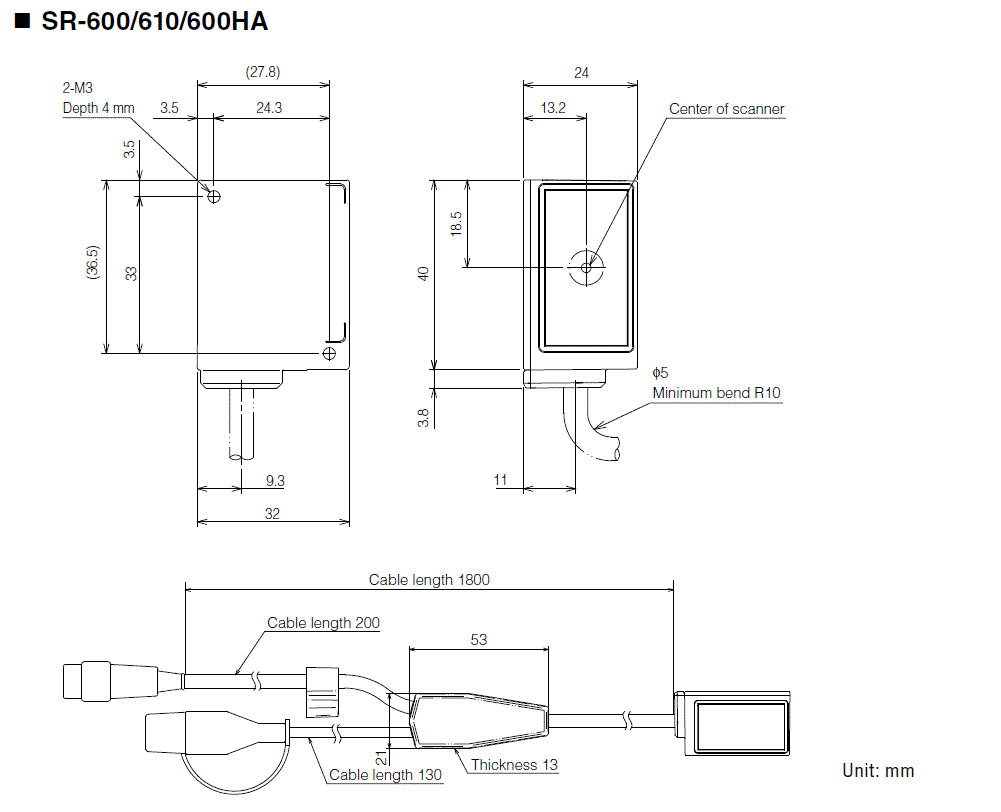 SR-600/600HA/610 Dimension
