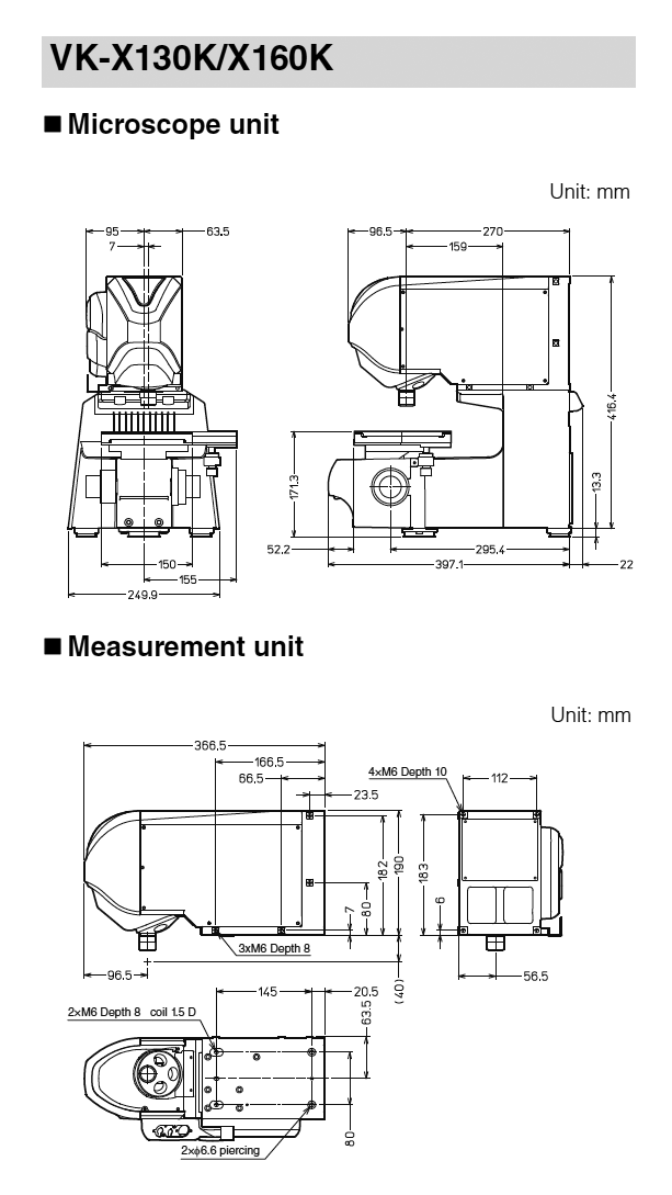 VK-X130K/X160K Dimension