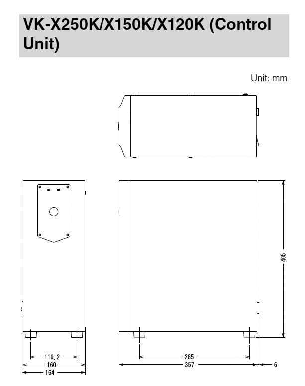 VK-X250K/X150K/X120K Dimension