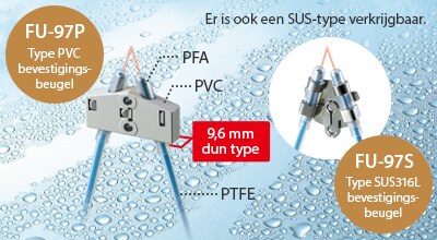 Er is ook een SUS-type verkrijgbaar. / [FU-97P] PVC bevestigingsbeugeltype / 9,6 mm dun type / [FU-97S] SUS316L bevestigingsbeugeltype