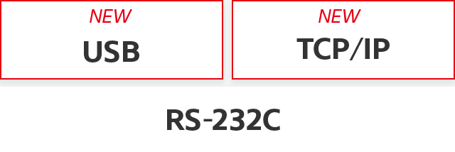 [NIEUW] USB, [NIEUW] TCP/IP, RS-232C