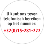U kunt ons teven telefonisch bereiken op het nummer: +32(0)15-281-222