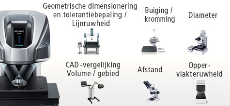 [Geometrische dimensionering en tolerantiebepaling / Lijnruwheid] [Buiging / kromming] [Diameter] [CAD-vergelijking Volume / gebied] [Afstand] [Oppervlakteruwheid]