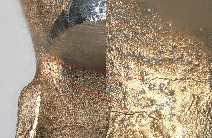 Links: standaardvergroting Rechts: sterke vergroting