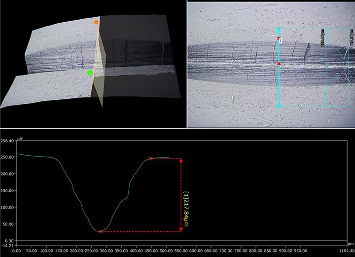 Coaxiale verlichting + HDR (300x) + 3D-weergave en profielmeting