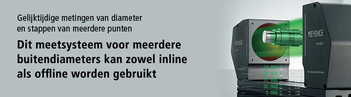 Gelijktijdige metingen van diameter en stappen van meerdere punten. Dit meetsysteem voor meerdere buitendiameters kan zowel inline als offline worden gebruikt. Meet 2 dimensies met micronprecisie TM-3000 Reeks [Catalogus Downloaden]