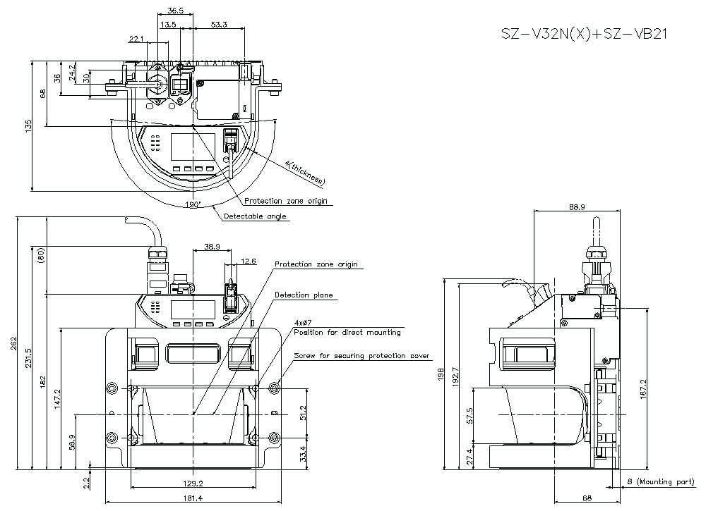 SZ-V32N/X/VB21 Dimension