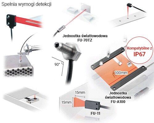 Spełnia wymogi detekcji / Jednostka światłowodowa FU-70TZ / Jednostka światłowodowa FU-A100 / FU-11 / Kompatybilne z IP67