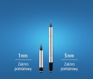 Zakres pomiarowy 1 mm / zakres pomiarowy 5 mm