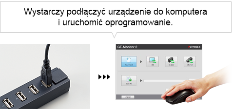 Wystarczy podłączyć urządzenie do komputera i uruchomić oprogramowanie.