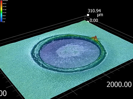 Pomiar 3D i obraz 3D wypływu (100×)